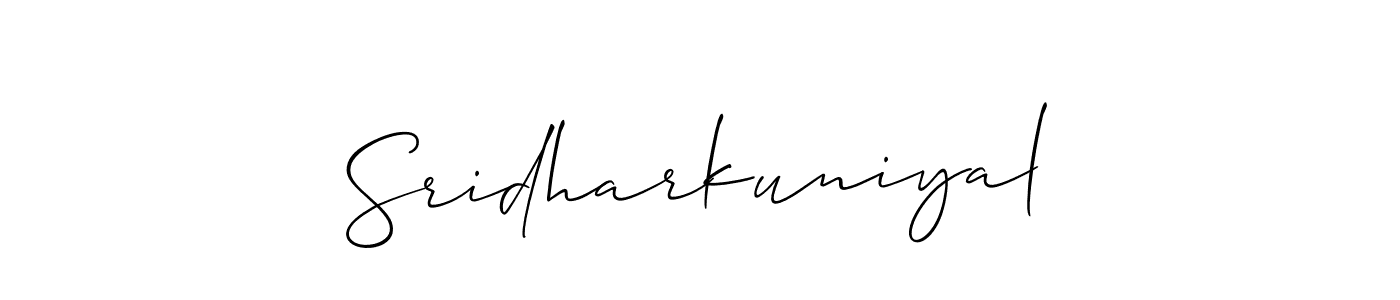 How to make Sridharkuniyal name signature. Use Allison_Script style for creating short signs online. This is the latest handwritten sign. Sridharkuniyal signature style 2 images and pictures png