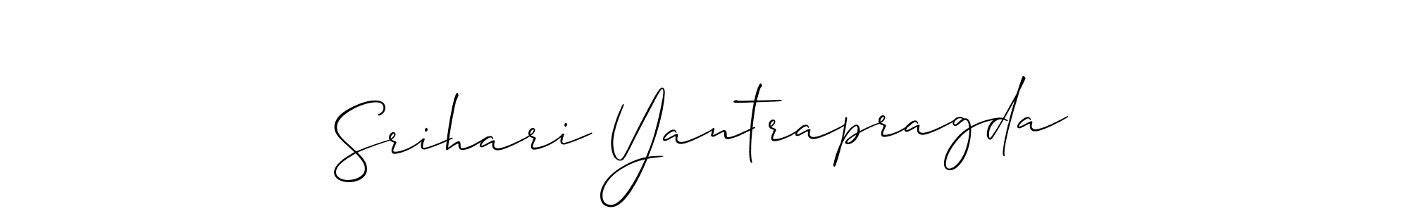 How to make Srihari Yantrapragda name signature. Use Allison_Script style for creating short signs online. This is the latest handwritten sign. Srihari Yantrapragda signature style 2 images and pictures png