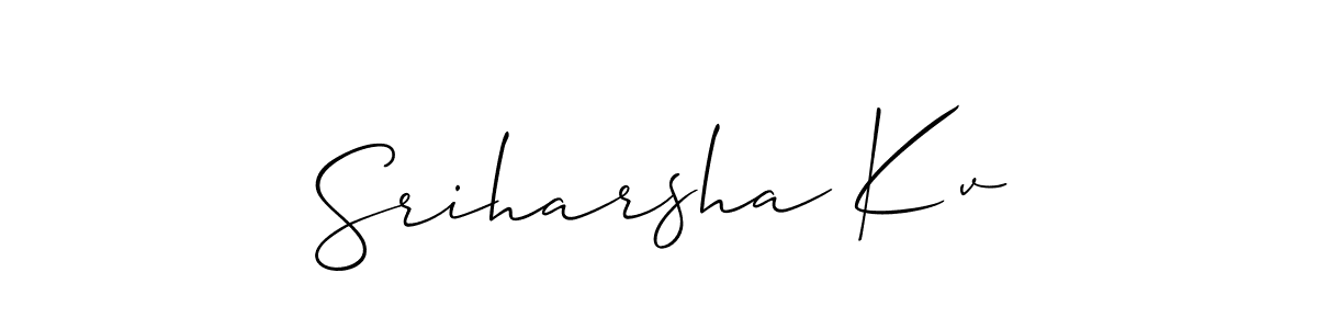 if you are searching for the best signature style for your name Sriharsha Kv. so please give up your signature search. here we have designed multiple signature styles  using Allison_Script. Sriharsha Kv signature style 2 images and pictures png