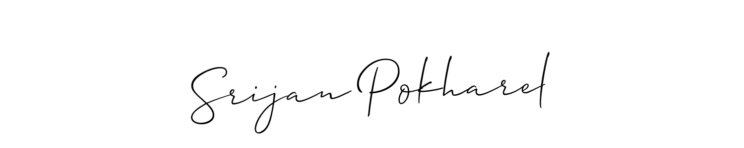 Make a beautiful signature design for name Srijan Pokharel. With this signature (Allison_Script) style, you can create a handwritten signature for free. Srijan Pokharel signature style 2 images and pictures png