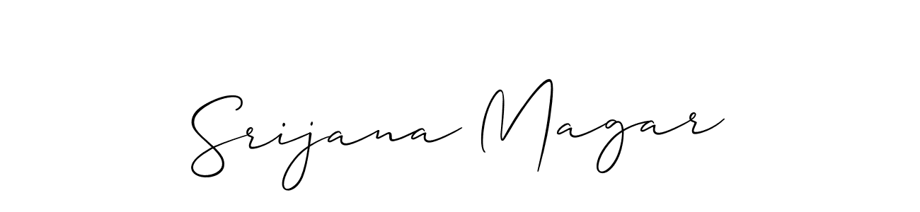 Make a short Srijana Magar signature style. Manage your documents anywhere anytime using Allison_Script. Create and add eSignatures, submit forms, share and send files easily. Srijana Magar signature style 2 images and pictures png