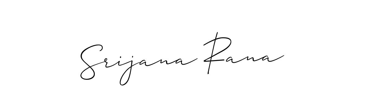 How to make Srijana Rana name signature. Use Allison_Script style for creating short signs online. This is the latest handwritten sign. Srijana Rana signature style 2 images and pictures png