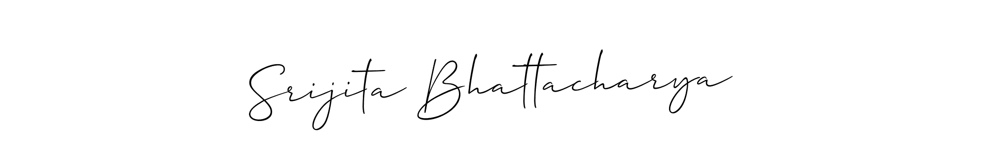 Create a beautiful signature design for name Srijita Bhattacharya. With this signature (Allison_Script) fonts, you can make a handwritten signature for free. Srijita Bhattacharya signature style 2 images and pictures png