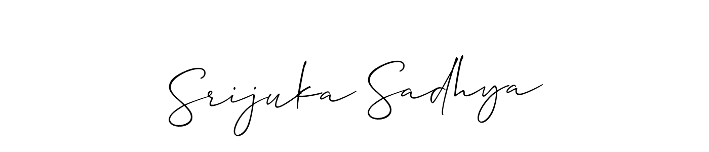 Also You can easily find your signature by using the search form. We will create Srijuka Sadhya name handwritten signature images for you free of cost using Allison_Script sign style. Srijuka Sadhya signature style 2 images and pictures png