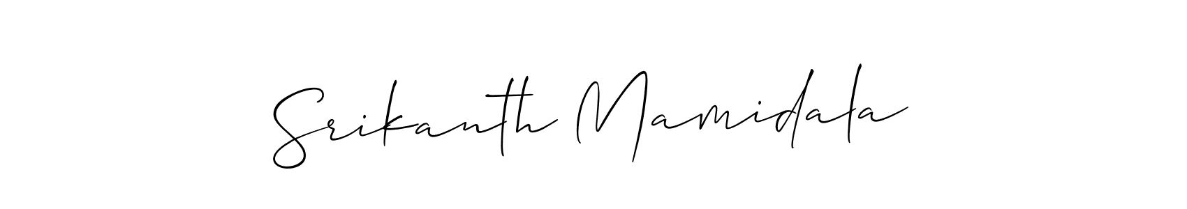 if you are searching for the best signature style for your name Srikanth Mamidala. so please give up your signature search. here we have designed multiple signature styles  using Allison_Script. Srikanth Mamidala signature style 2 images and pictures png