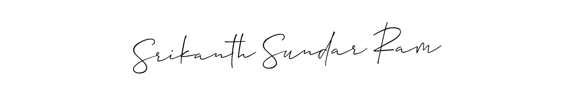 Make a short Srikanth Sundar Ram signature style. Manage your documents anywhere anytime using Allison_Script. Create and add eSignatures, submit forms, share and send files easily. Srikanth Sundar Ram signature style 2 images and pictures png