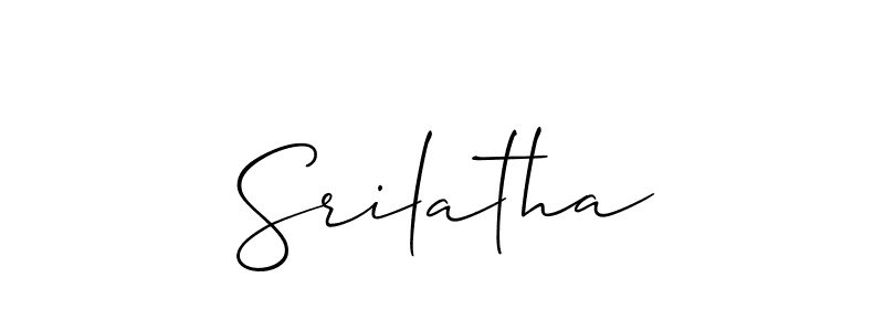 Use a signature maker to create a handwritten signature online. With this signature software, you can design (Allison_Script) your own signature for name Srilatha. Srilatha signature style 2 images and pictures png