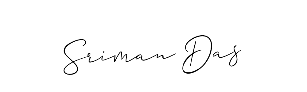 The best way (Allison_Script) to make a short signature is to pick only two or three words in your name. The name Sriman Das include a total of six letters. For converting this name. Sriman Das signature style 2 images and pictures png