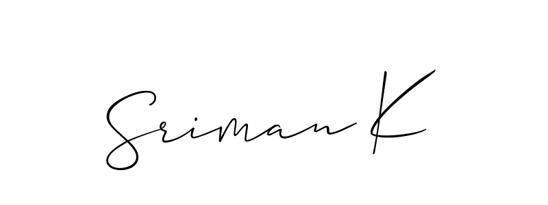 How to Draw Sriman K signature style? Allison_Script is a latest design signature styles for name Sriman K. Sriman K signature style 2 images and pictures png