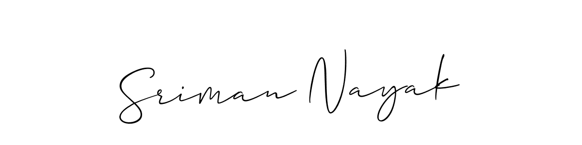 Also You can easily find your signature by using the search form. We will create Sriman Nayak name handwritten signature images for you free of cost using Allison_Script sign style. Sriman Nayak signature style 2 images and pictures png