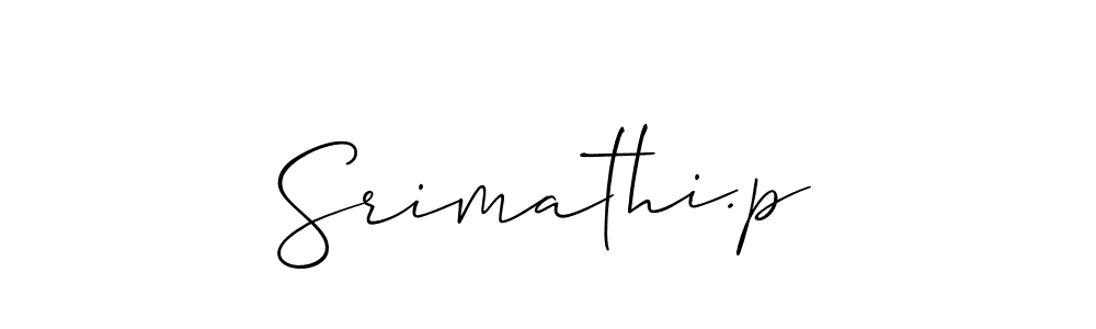 The best way (Allison_Script) to make a short signature is to pick only two or three words in your name. The name Srimathi.p include a total of six letters. For converting this name. Srimathi.p signature style 2 images and pictures png