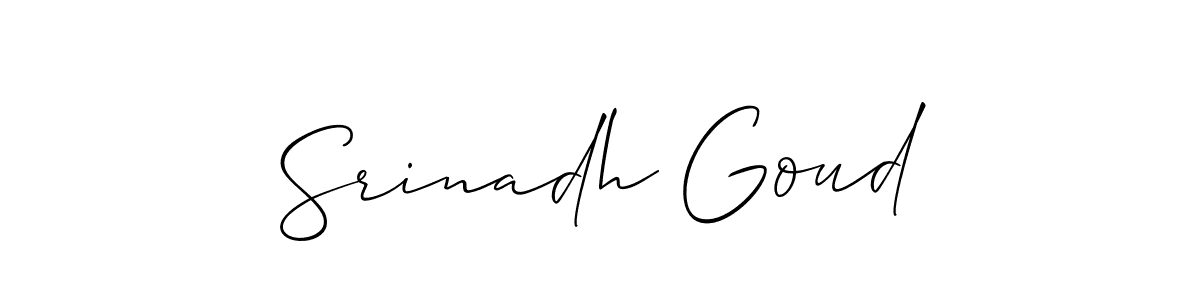 Allison_Script is a professional signature style that is perfect for those who want to add a touch of class to their signature. It is also a great choice for those who want to make their signature more unique. Get Srinadh Goud name to fancy signature for free. Srinadh Goud signature style 2 images and pictures png