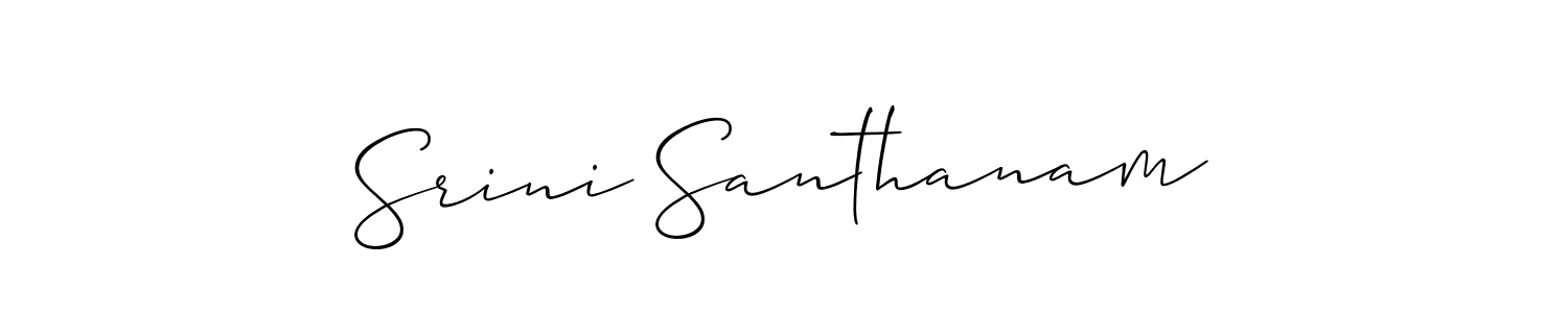 Also we have Srini Santhanam name is the best signature style. Create professional handwritten signature collection using Allison_Script autograph style. Srini Santhanam signature style 2 images and pictures png