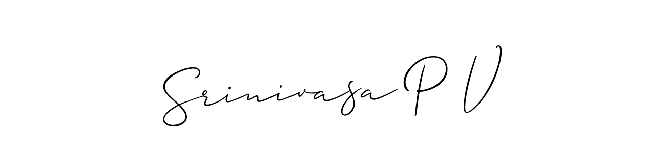 if you are searching for the best signature style for your name Srinivasa P V. so please give up your signature search. here we have designed multiple signature styles  using Allison_Script. Srinivasa P V signature style 2 images and pictures png