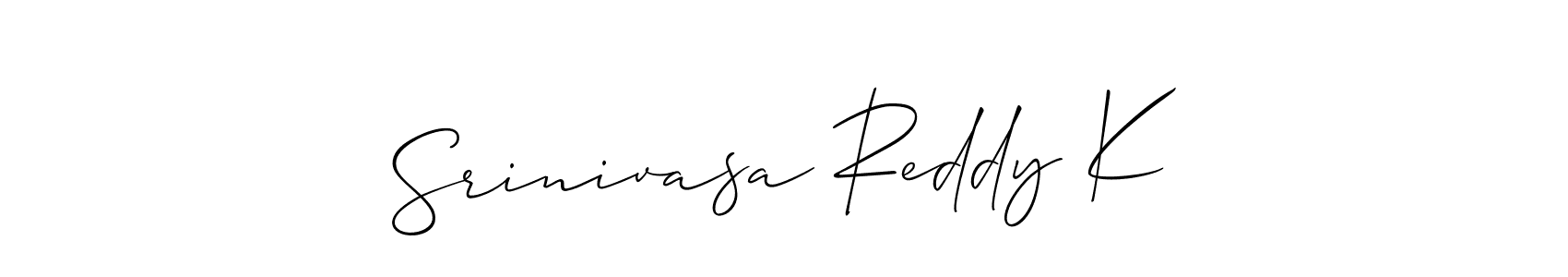 Also we have Srinivasa Reddy K name is the best signature style. Create professional handwritten signature collection using Allison_Script autograph style. Srinivasa Reddy K signature style 2 images and pictures png