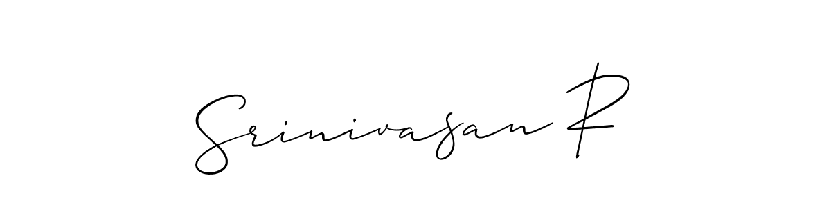 Also we have Srinivasan R name is the best signature style. Create professional handwritten signature collection using Allison_Script autograph style. Srinivasan R signature style 2 images and pictures png