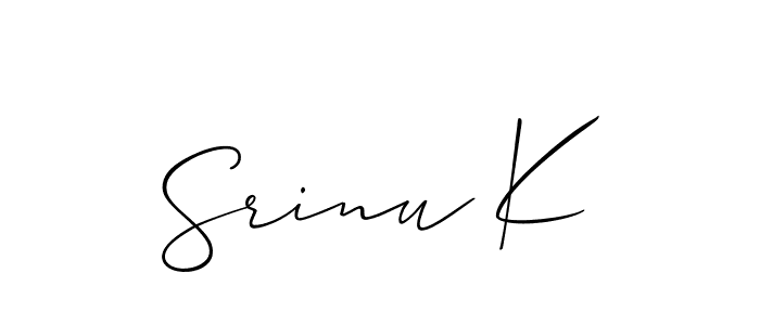 Allison_Script is a professional signature style that is perfect for those who want to add a touch of class to their signature. It is also a great choice for those who want to make their signature more unique. Get Srinu K name to fancy signature for free. Srinu K signature style 2 images and pictures png