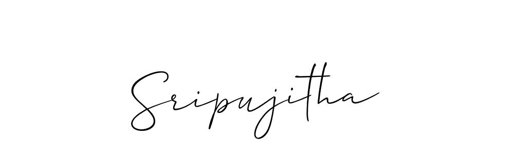 How to Draw Sripujitha signature style? Allison_Script is a latest design signature styles for name Sripujitha. Sripujitha signature style 2 images and pictures png