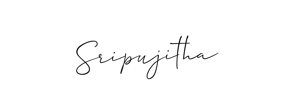 How to Draw Sripujitha signature style? Allison_Script is a latest design signature styles for name Sripujitha. Sripujitha signature style 2 images and pictures png