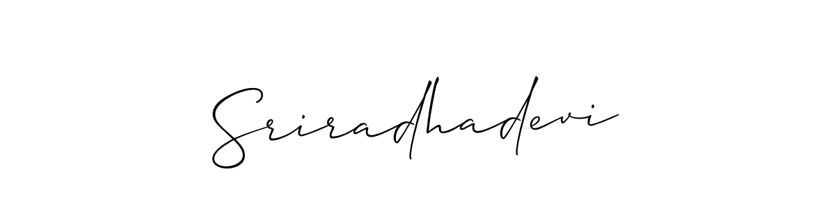 Use a signature maker to create a handwritten signature online. With this signature software, you can design (Allison_Script) your own signature for name Sriradhadevi. Sriradhadevi signature style 2 images and pictures png