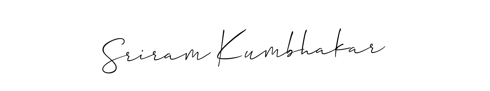 How to make Sriram Kumbhakar name signature. Use Allison_Script style for creating short signs online. This is the latest handwritten sign. Sriram Kumbhakar signature style 2 images and pictures png