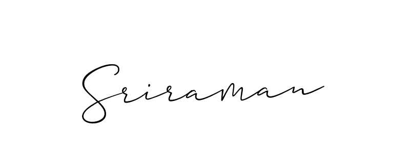 Sriraman stylish signature style. Best Handwritten Sign (Allison_Script) for my name. Handwritten Signature Collection Ideas for my name Sriraman. Sriraman signature style 2 images and pictures png