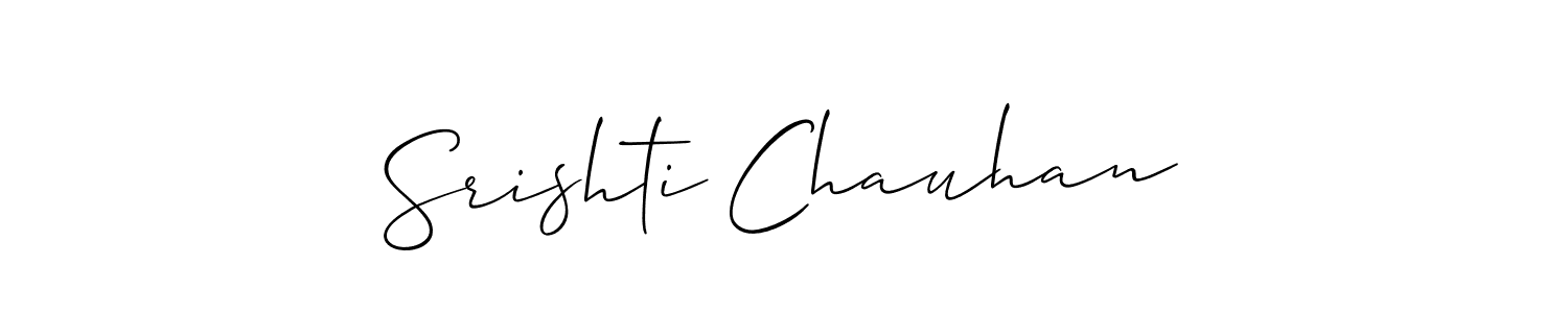 Make a short Srishti Chauhan signature style. Manage your documents anywhere anytime using Allison_Script. Create and add eSignatures, submit forms, share and send files easily. Srishti Chauhan signature style 2 images and pictures png