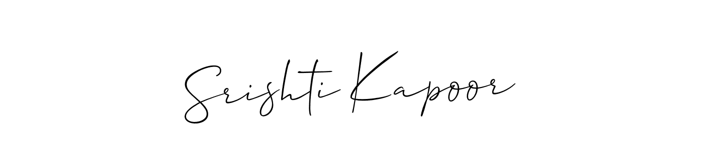 Also You can easily find your signature by using the search form. We will create Srishti Kapoor name handwritten signature images for you free of cost using Allison_Script sign style. Srishti Kapoor signature style 2 images and pictures png