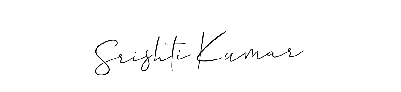 The best way (Allison_Script) to make a short signature is to pick only two or three words in your name. The name Srishti Kumar include a total of six letters. For converting this name. Srishti Kumar signature style 2 images and pictures png