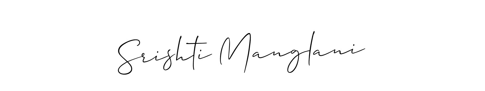 It looks lik you need a new signature style for name Srishti Manglani. Design unique handwritten (Allison_Script) signature with our free signature maker in just a few clicks. Srishti Manglani signature style 2 images and pictures png