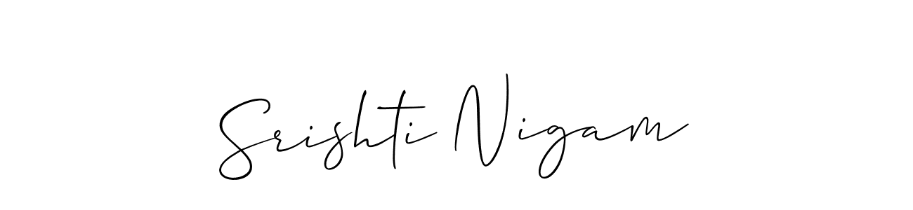 Similarly Allison_Script is the best handwritten signature design. Signature creator online .You can use it as an online autograph creator for name Srishti Nigam. Srishti Nigam signature style 2 images and pictures png