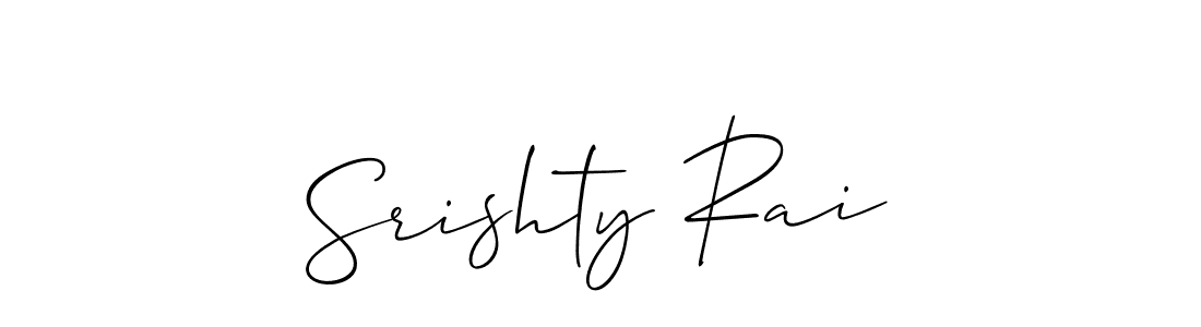 Create a beautiful signature design for name Srishty Rai. With this signature (Allison_Script) fonts, you can make a handwritten signature for free. Srishty Rai signature style 2 images and pictures png