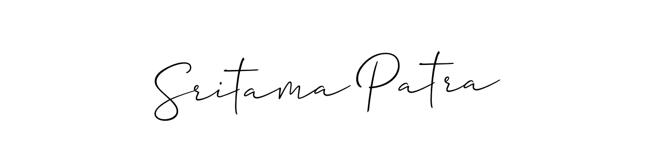 The best way (Allison_Script) to make a short signature is to pick only two or three words in your name. The name Sritama Patra include a total of six letters. For converting this name. Sritama Patra signature style 2 images and pictures png