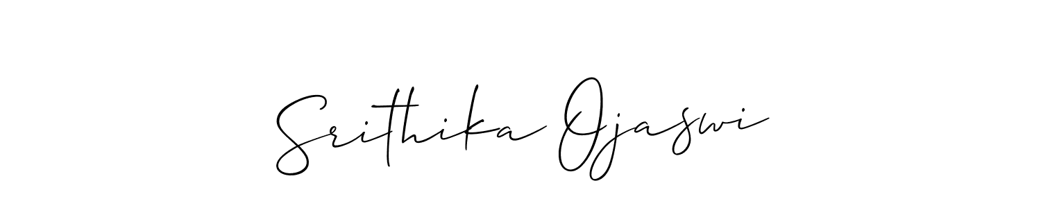 Allison_Script is a professional signature style that is perfect for those who want to add a touch of class to their signature. It is also a great choice for those who want to make their signature more unique. Get Srithika Ojaswi name to fancy signature for free. Srithika Ojaswi signature style 2 images and pictures png