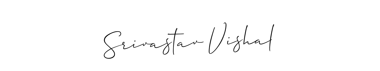 How to make Srivastav Vishal name signature. Use Allison_Script style for creating short signs online. This is the latest handwritten sign. Srivastav Vishal signature style 2 images and pictures png