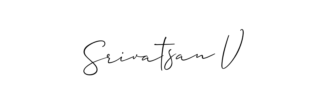 It looks lik you need a new signature style for name Srivatsan V. Design unique handwritten (Allison_Script) signature with our free signature maker in just a few clicks. Srivatsan V signature style 2 images and pictures png