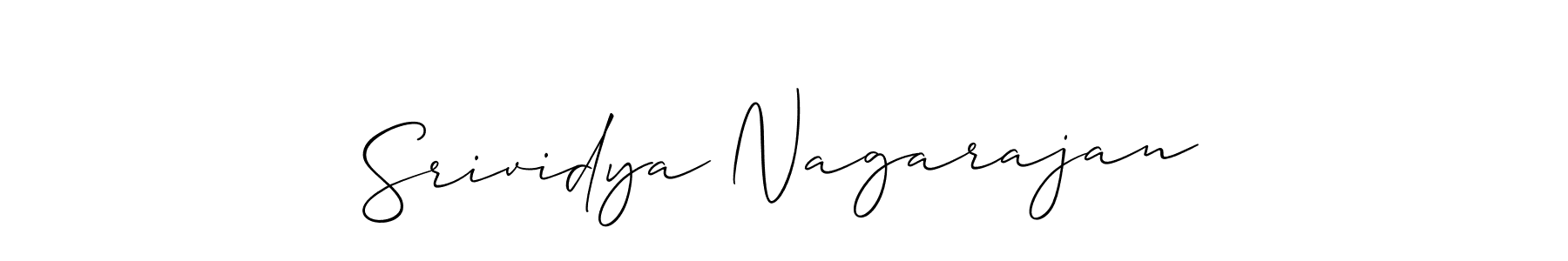 Also we have Srividya Nagarajan name is the best signature style. Create professional handwritten signature collection using Allison_Script autograph style. Srividya Nagarajan signature style 2 images and pictures png