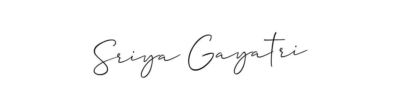 It looks lik you need a new signature style for name Sriya Gayatri. Design unique handwritten (Allison_Script) signature with our free signature maker in just a few clicks. Sriya Gayatri signature style 2 images and pictures png