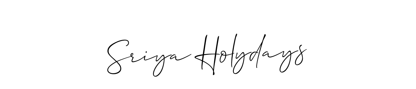 The best way (Allison_Script) to make a short signature is to pick only two or three words in your name. The name Sriya Holydays include a total of six letters. For converting this name. Sriya Holydays signature style 2 images and pictures png