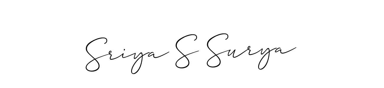 if you are searching for the best signature style for your name Sriya S Surya. so please give up your signature search. here we have designed multiple signature styles  using Allison_Script. Sriya S Surya signature style 2 images and pictures png