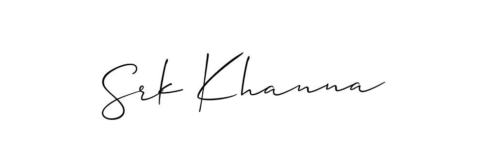 Allison_Script is a professional signature style that is perfect for those who want to add a touch of class to their signature. It is also a great choice for those who want to make their signature more unique. Get Srk Khanna name to fancy signature for free. Srk Khanna signature style 2 images and pictures png