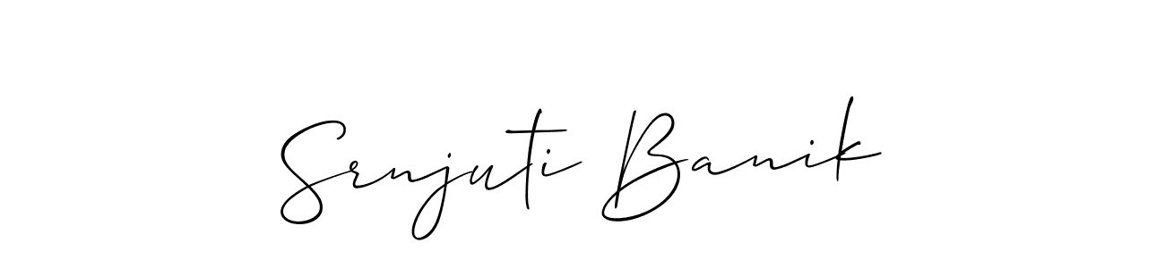 It looks lik you need a new signature style for name Srnjuti Banik. Design unique handwritten (Allison_Script) signature with our free signature maker in just a few clicks. Srnjuti Banik signature style 2 images and pictures png