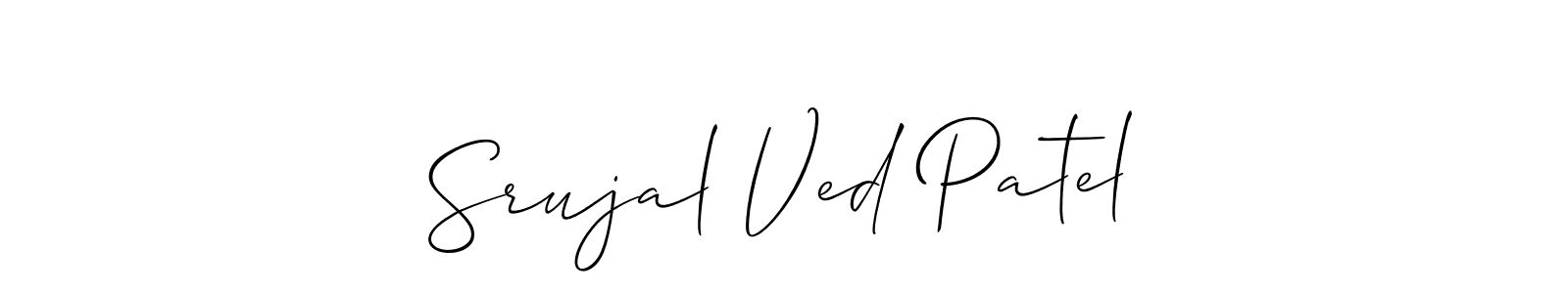 Create a beautiful signature design for name Srujal Ved Patel. With this signature (Allison_Script) fonts, you can make a handwritten signature for free. Srujal Ved Patel signature style 2 images and pictures png