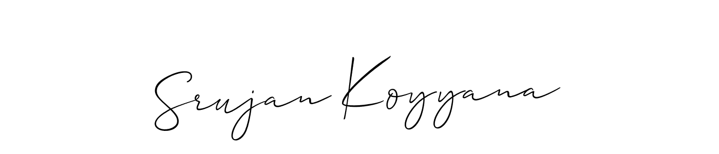 Also we have Srujan Koyyana name is the best signature style. Create professional handwritten signature collection using Allison_Script autograph style. Srujan Koyyana signature style 2 images and pictures png