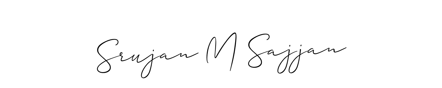 Create a beautiful signature design for name Srujan M Sajjan. With this signature (Allison_Script) fonts, you can make a handwritten signature for free. Srujan M Sajjan signature style 2 images and pictures png