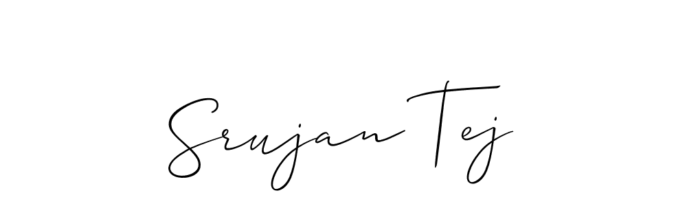 Use a signature maker to create a handwritten signature online. With this signature software, you can design (Allison_Script) your own signature for name Srujan Tej. Srujan Tej signature style 2 images and pictures png