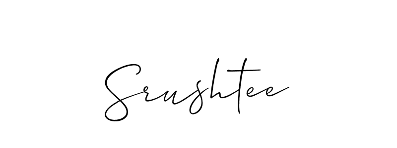 Use a signature maker to create a handwritten signature online. With this signature software, you can design (Allison_Script) your own signature for name Srushtee. Srushtee signature style 2 images and pictures png