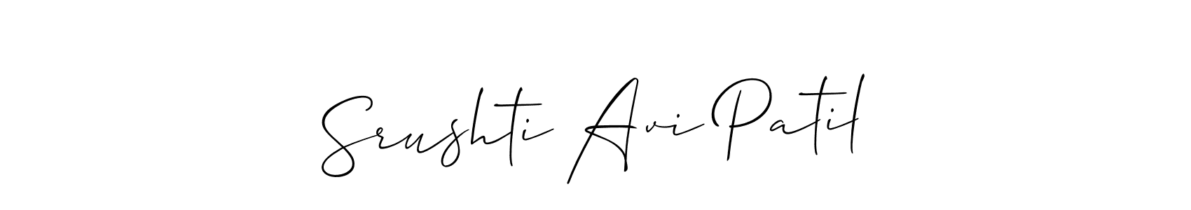 How to make Srushti Avi Patil signature? Allison_Script is a professional autograph style. Create handwritten signature for Srushti Avi Patil name. Srushti Avi Patil signature style 2 images and pictures png