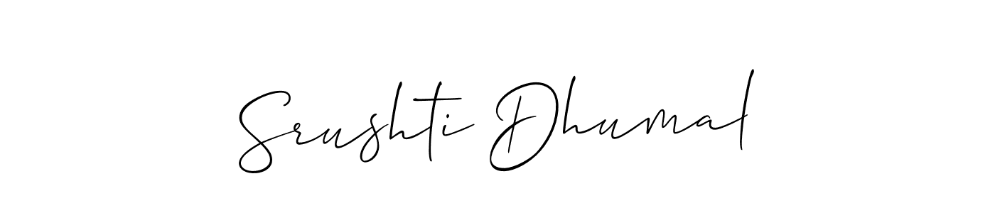 The best way (Allison_Script) to make a short signature is to pick only two or three words in your name. The name Srushti Dhumal include a total of six letters. For converting this name. Srushti Dhumal signature style 2 images and pictures png