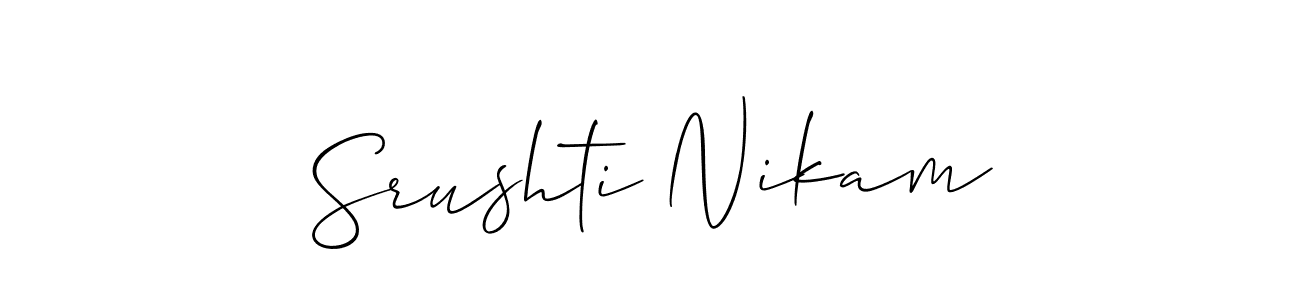 This is the best signature style for the Srushti Nikam name. Also you like these signature font (Allison_Script). Mix name signature. Srushti Nikam signature style 2 images and pictures png